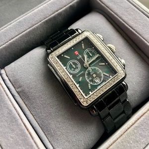 Deco Black Ceramic Watch w/ Diamonds mww06f000001